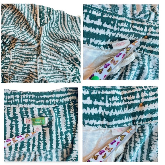 Anthropologie Ett Twa Safari V Neck Short Romper Green white Stripes (Sโฆ - Picture 14 of 14